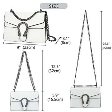 DEEPMEOW Crossbody Shoulder Chain Purse for Women - Crocodile Grain PU Leather Messenger Bag Evening...