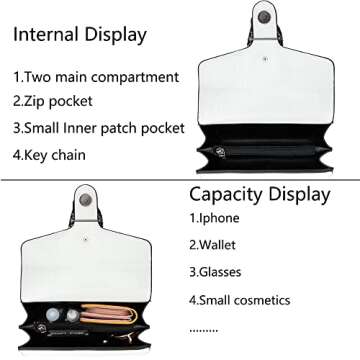 Stylish DEEPMEOW Crocodile Grain Crossbody Purse