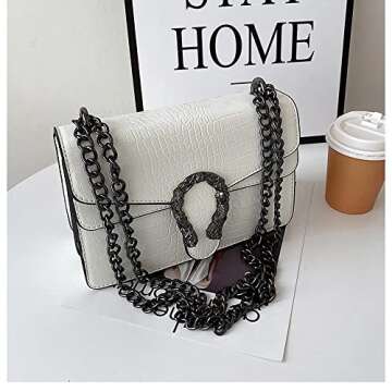 Stylish DEEPMEOW Crocodile Grain Crossbody Purse