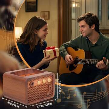 CoolGift Mart Guitar Pick Holder, Walnut Wood Electric Guitar Amp Styled Pick Holder for Picks Storage and Display, Gift for Guitar Players Guitarists