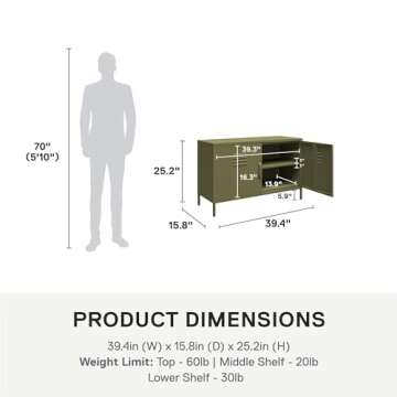 Stylish 2-Door Metal Accent Cabinet for Versatile Storage