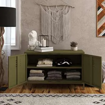 Stylish 2-Door Metal Accent Cabinet for Versatile Storage