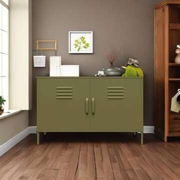 Stylish 2-Door Metal Accent Cabinet for Versatile Storage