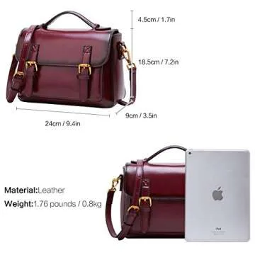 BOYATU Real Leather Handbags for Women Retro Top Handle Purse Crossbody Bag