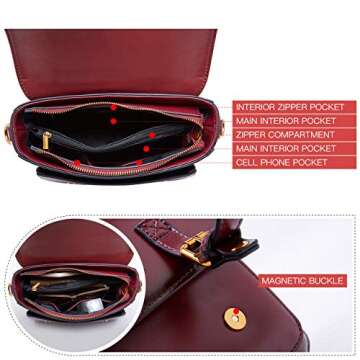 BOYATU Real Leather Handbags for Women Retro Top Handle Purse Crossbody Bag