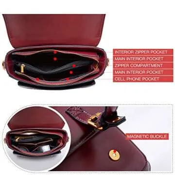 BOYATU Real Leather Handbags for Women Retro Top Handle Purse Crossbody Bag