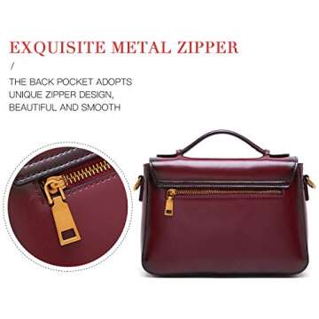 BOYATU Real Leather Handbags for Women Retro Top Handle Purse Crossbody Bag