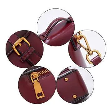 BOYATU Real Leather Handbags for Women Retro Top Handle Purse Crossbody Bag