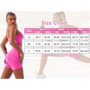 HANERDUN Yoga 2 Piece Outfit Workout Gym High Waist Leggings with Sport Bra Set for Women Rose