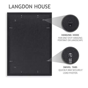 Langdon House 13x19 Black Picture Frame, 13 x 19 Modern Photo Frame, Sturdy Wood Composite, Wall Mount Hooks Included, Prima Collection