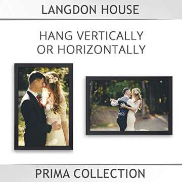 Langdon House 13x19 Black Picture Frame, 13 x 19 Modern Photo Frame, Sturdy Wood Composite, Wall Mount Hooks Included, Prima Collection