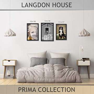 Langdon House 13x19 Black Picture Frame, 13 x 19 Modern Photo Frame, Sturdy Wood Composite, Wall Mount Hooks Included, Prima Collection