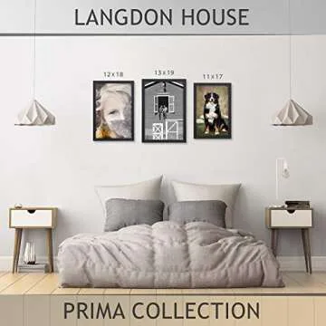 Langdon House 13x19 Black Picture Frame, 13 x 19 Modern Photo Frame, Sturdy Wood Composite, Wall Mount Hooks Included, Prima Collection