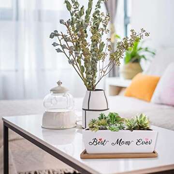 Vencer Mom's Present - Best Mom Ever - Mother's Present - Cute Planter - Present for Mom - Funny Mother's Present,VF-158