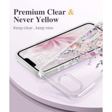 GVIEWIN iPhone 16e Case Floral Design & Screen Protector
