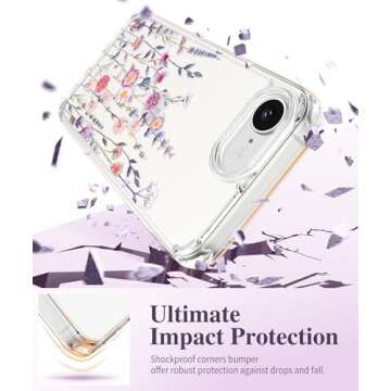 GVIEWIN iPhone 16e Case Floral Design & Screen Protector