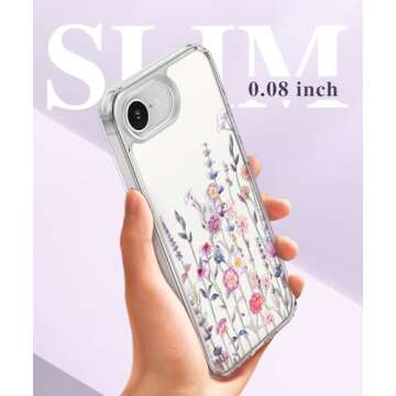 GVIEWIN iPhone 16e Case Floral Design & Screen Protector
