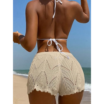 Stylish Women's Hollow Out Crochet Cover Up Shorts