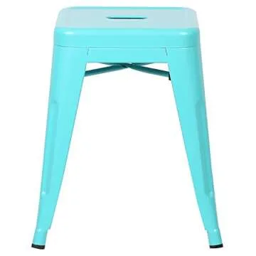 EdgeMod Trattoria 18 Inch Metal Side Dining Chair and Bar Stool in Aqua Blue (Set of 4)