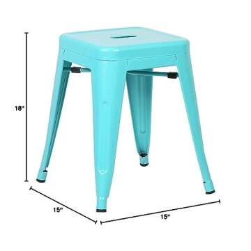 EdgeMod Trattoria 18 Inch Metal Side Dining Chair and Bar Stool in Aqua Blue (Set of 4)