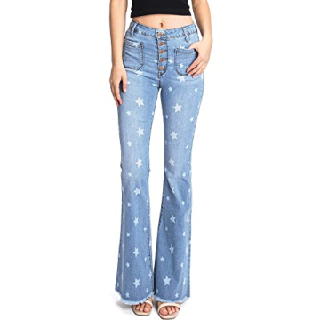 Angry Rabbit High Waist Flares with Star Print Jeans