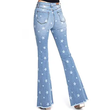 Angry Rabbit High Waist Flares with Star Print Jeans