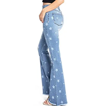 Angry Rabbit High Waist Flares with Star Print Jeans