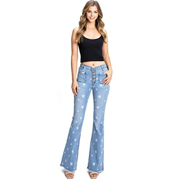 Angry Rabbit High Waist Flares with Star Print Jeans