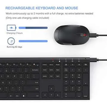 Wireless Keyboard and Mouse, Vssoplor 2.4GHz Rechargeable Compact Quiet Full-Size Keyboard and Mouse Combo with Nano USB Receiver for Windows, Laptop, PC, Notebook-Black
