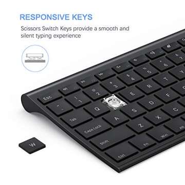 Wireless Keyboard and Mouse, Vssoplor 2.4GHz Rechargeable Compact Quiet Full-Size Keyboard and Mouse Combo with Nano USB Receiver for Windows, Laptop, PC, Notebook-Black