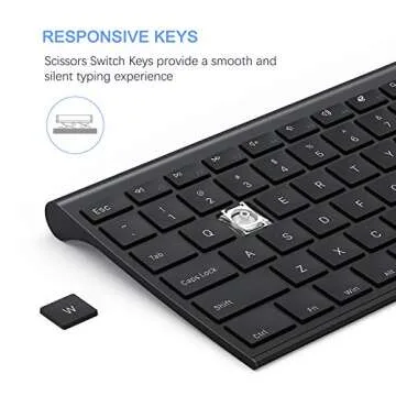 Wireless Keyboard and Mouse, Vssoplor 2.4GHz Rechargeable Compact Quiet Full-Size Keyboard and Mouse Combo with Nano USB Receiver for Windows, Laptop, PC, Notebook-Black