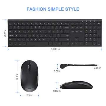 Wireless Keyboard and Mouse, Vssoplor 2.4GHz Rechargeable Compact Quiet Full-Size Keyboard and Mouse Combo with Nano USB Receiver for Windows, Laptop, PC, Notebook-Black