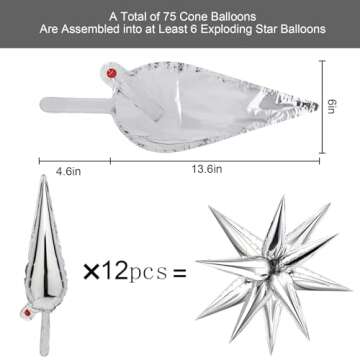 NOVWANG 72 Pcs Explosion Star Foil Balloons for Party Supplies, Weddings, and More