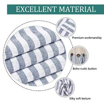 Cotton Linen Rustic Button Bohemian Curtains for Home