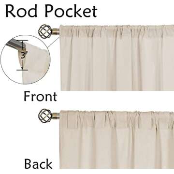 Cotton Linen Rustic Button Bohemian Curtains for Home