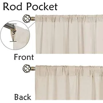 Cotton Linen Rustic Button Bohemian Curtains for Home