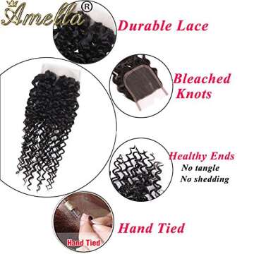 Amella 4x4 Swiss Lace Closure Brazilian Kinky Curly Hair
