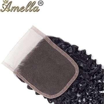 Amella 4x4 Swiss Lace Closure Brazilian Kinky Curly Hair