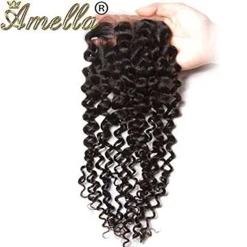 Amella 4x4 Swiss Lace Closure Brazilian Kinky Curly Hair