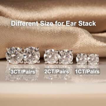 YODEWA Moissanite Stud Earrings for Women 925 Sterling Silver Hypoallergenic Flat Back 1 Pair DEF Color Lab Created Brilliant Round Moissanite Earrings (Silver 1CT)