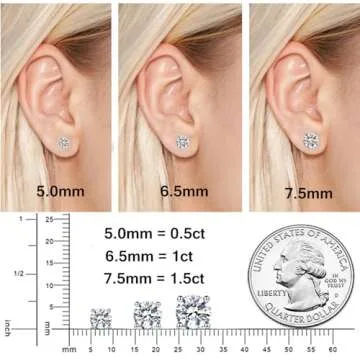 YODEWA Moissanite Stud Earrings for Women 925 Sterling Silver Hypoallergenic Flat Back 1 Pair DEF Color Lab Created Brilliant Round Moissanite Earrings (Silver 1CT)