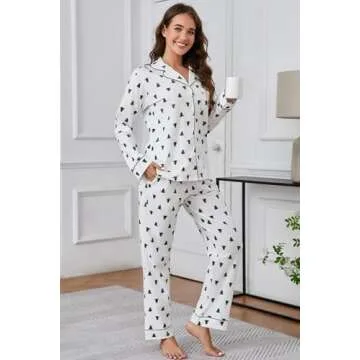 LUBOT Christmas Pajamas Set for Women in 100% Cotton