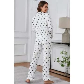 LUBOT Christmas Pajamas Set for Women in 100% Cotton