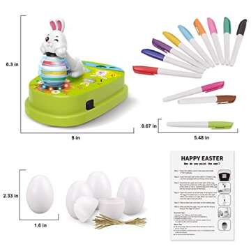 Engfa Easter Egg Decorating Kit, Cute Bunny Decorator with Markers, DIY Easter Egg Coloring Kits with 12 Dying Markers 30 Plastic Eggs and Slings