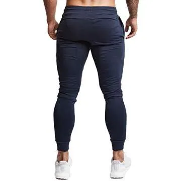 BUXKR Men's Slim Joggers Workout Pants for Gym Running and Bodybuilding Athletic Bottom Sweatpants with Deep Pockets,Navy,XL