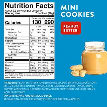 HighKey Low Carb Snack Peanut Butter Cookies - Keto Protein Snacks Zero Sugar Added Sweets Gluten Free Desserts Sugar Free Cookie Diabetic Treats Healthy Almond Flour Diet Friendly Food 2.25oz 3-Pack