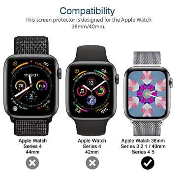LK [6 Pack] Screen Protector for Apple Watch 40mm SE/Series 4/5/6 and Apple Watch 38mm Series 3/2/1-...
