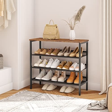 HOOBRO Industrial 4-Tier Shoe Rack for Stylish Storage