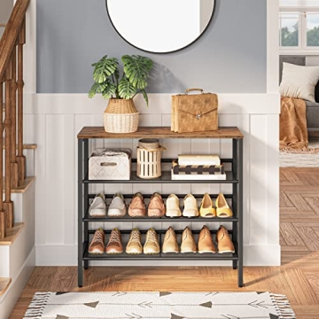 HOOBRO Industrial 4-Tier Shoe Rack for Stylish Storage