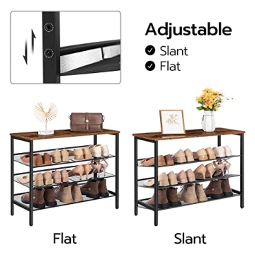 HOOBRO Industrial 4-Tier Shoe Rack for Stylish Storage